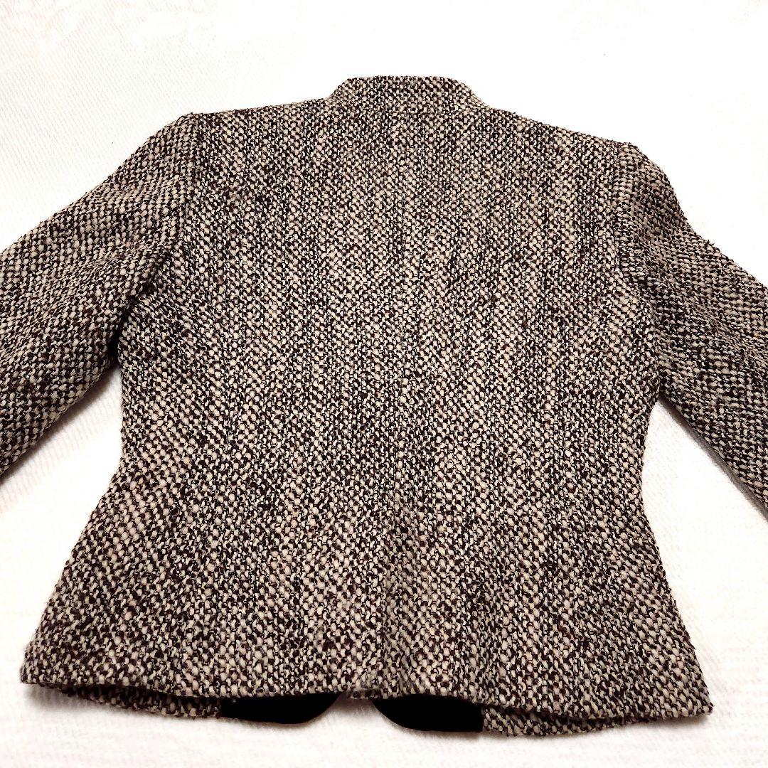 アクアスキュータム スタンドカラー ツイードウール スーツ セットアップ