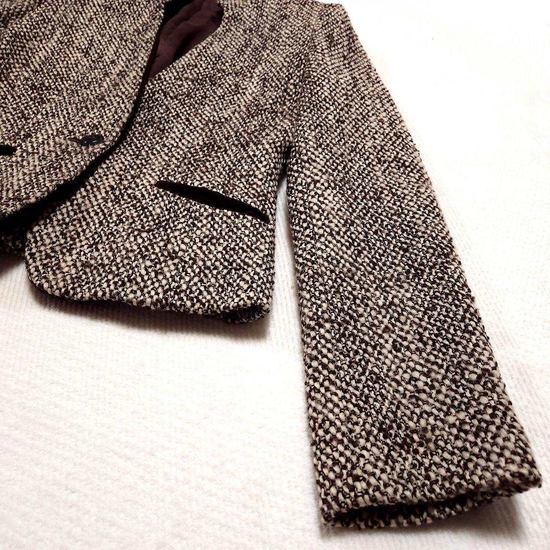 アクアスキュータム スタンドカラー ツイードウール スーツ セットアップ