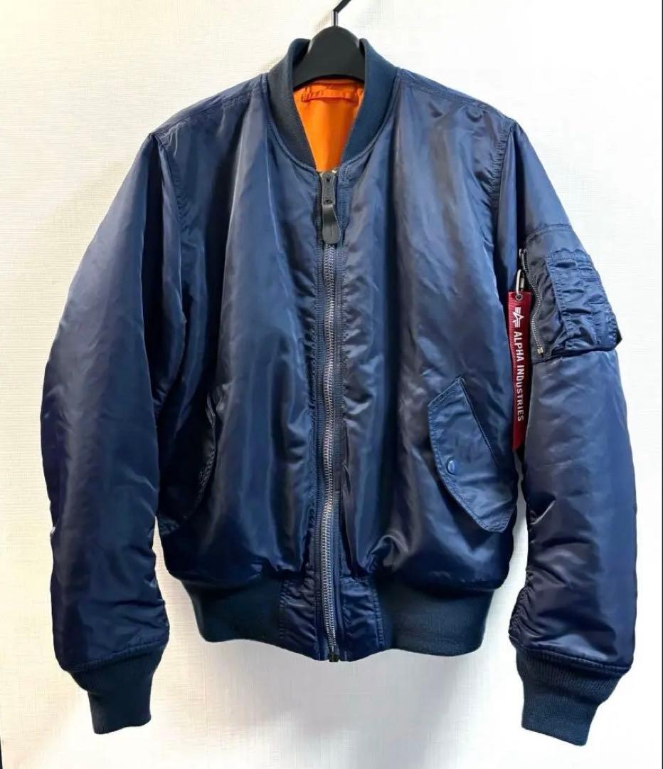 ALPHA アルファ MA-1 フライトジャケット ネイビー Sサイズ
