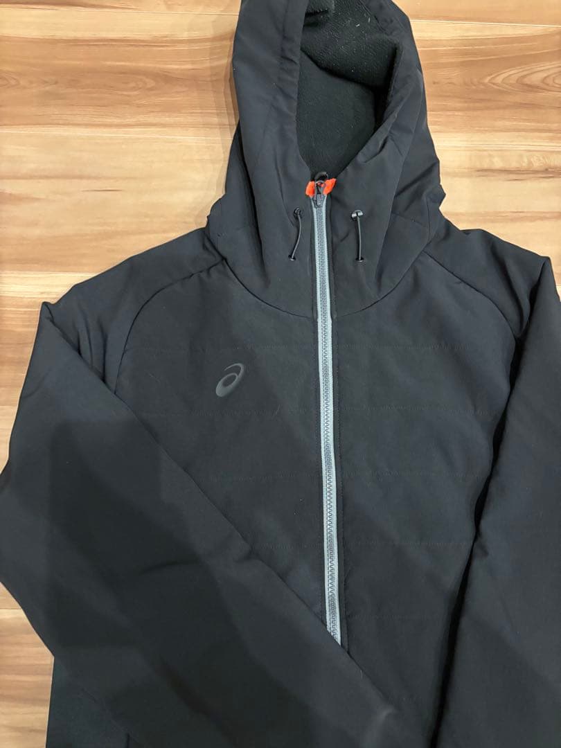 【美品】ASICS ウィンドブレーカー上下セット 中綿フリース ブラック