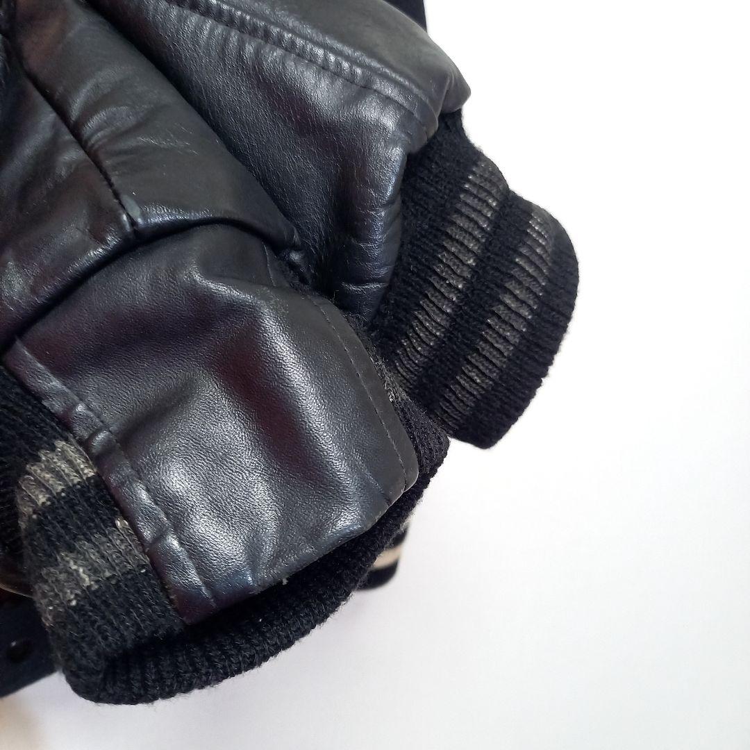 黒！USA製 GOLDEN BEAR 袖レザー スタジャン アワードジャケット