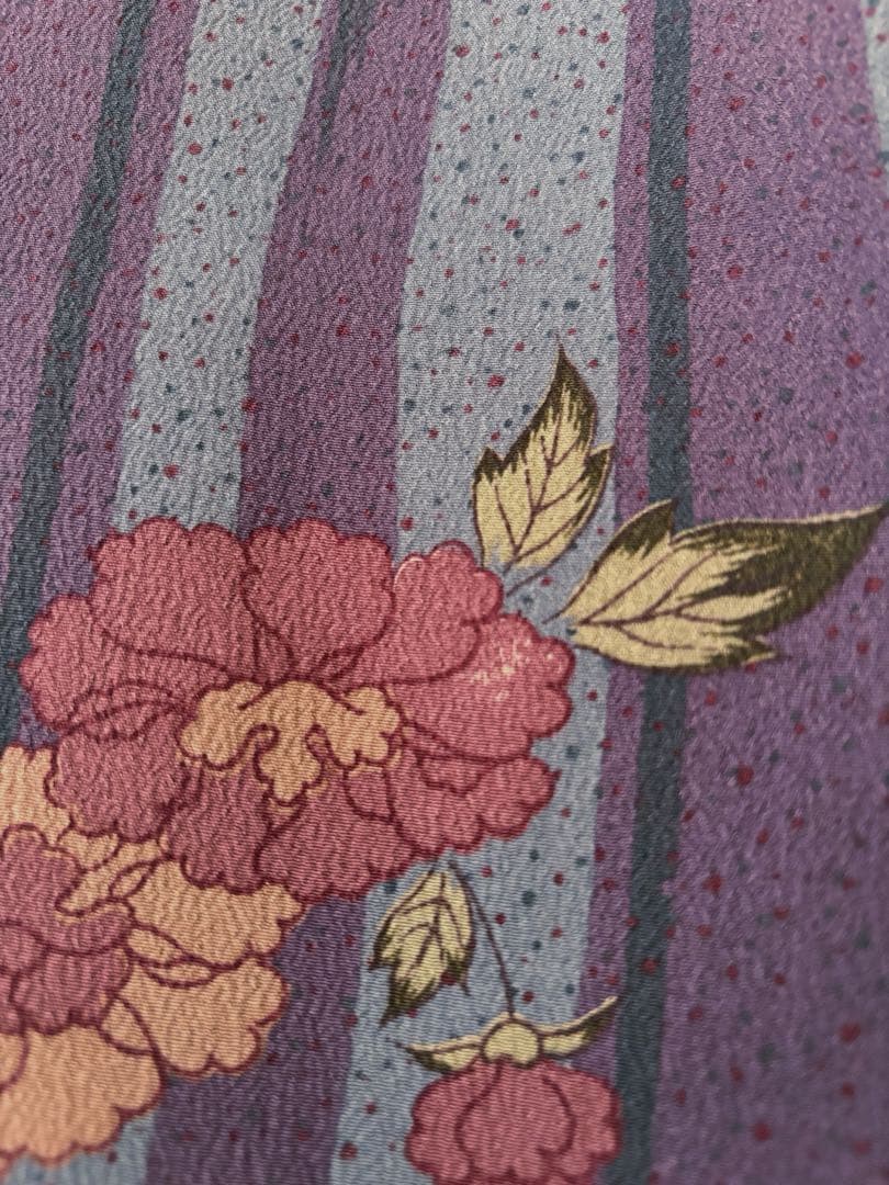 撫松庵　洗える着物　縞と牡丹