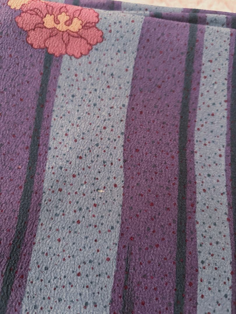 撫松庵　洗える着物　縞と牡丹