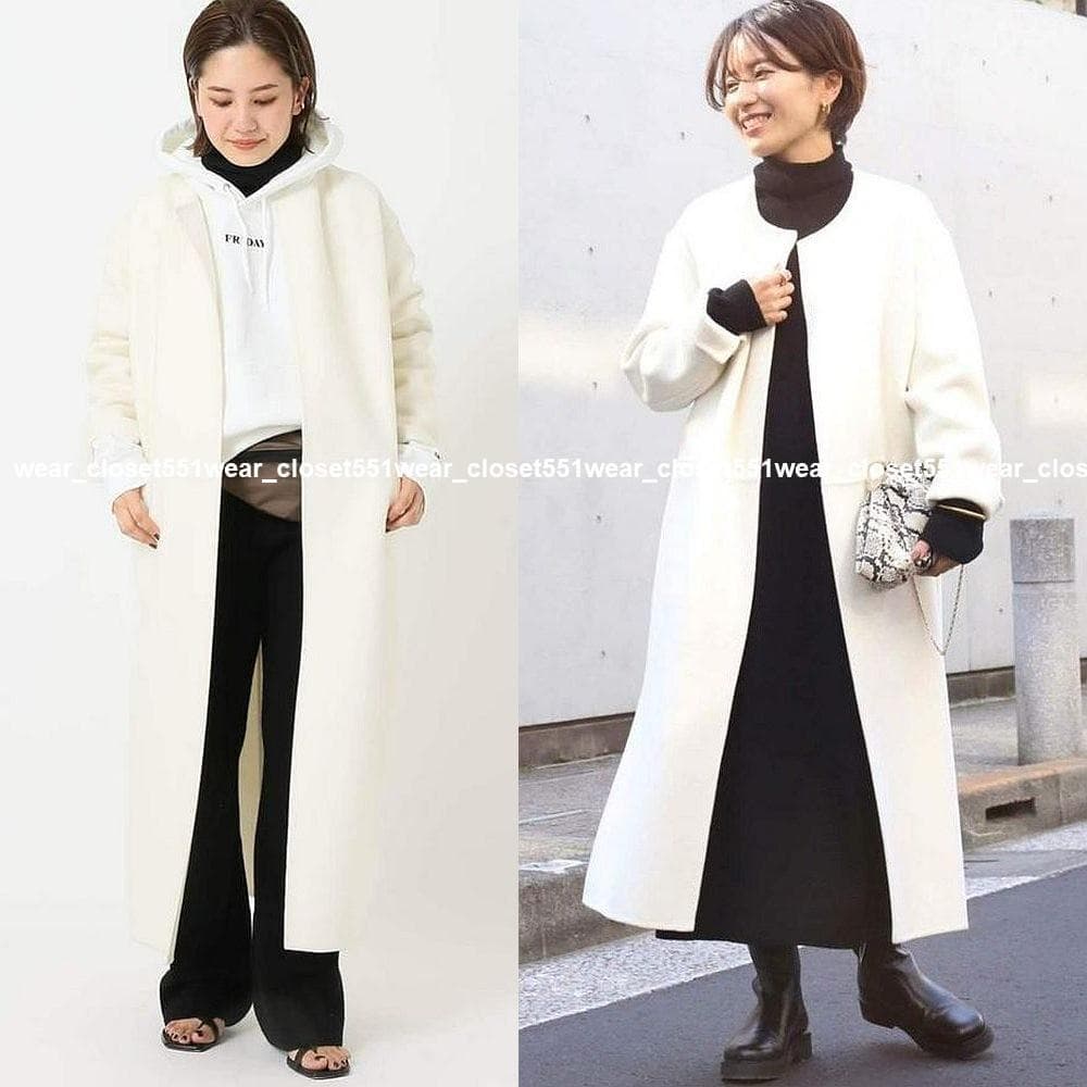 美品ドゥーズィエムクラス☆victorianリバーロングノーカラーコート38