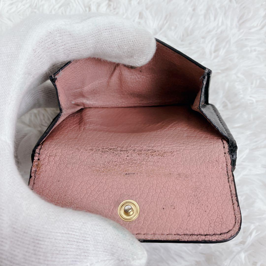 レア色✨ミュウミュウ　3つ折り財布　レザー　5MH020 バイカラー　黒 ピンク