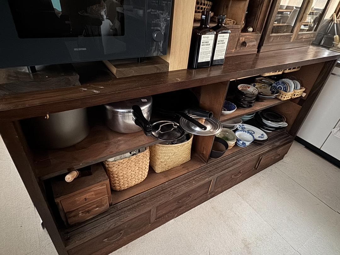 【ケンタウロス】水屋箪笥 食器棚 アンティーク 古家具 レトロ木製