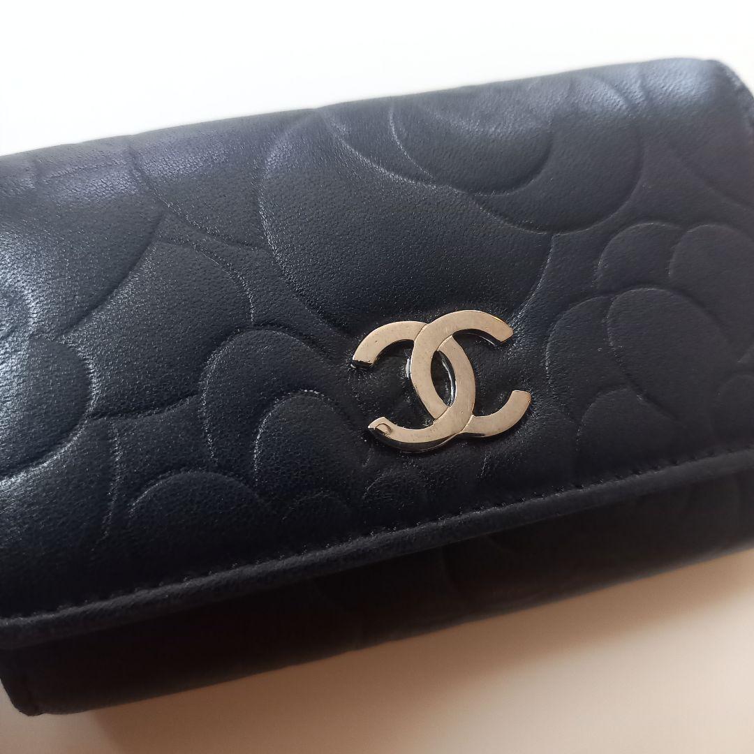 【美品】CHANEL カメリア 6連 キーケース 黒 レザー