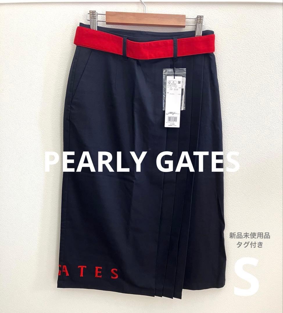 PEARLY GATES プリーツスカート ネイビー/レッド 0号