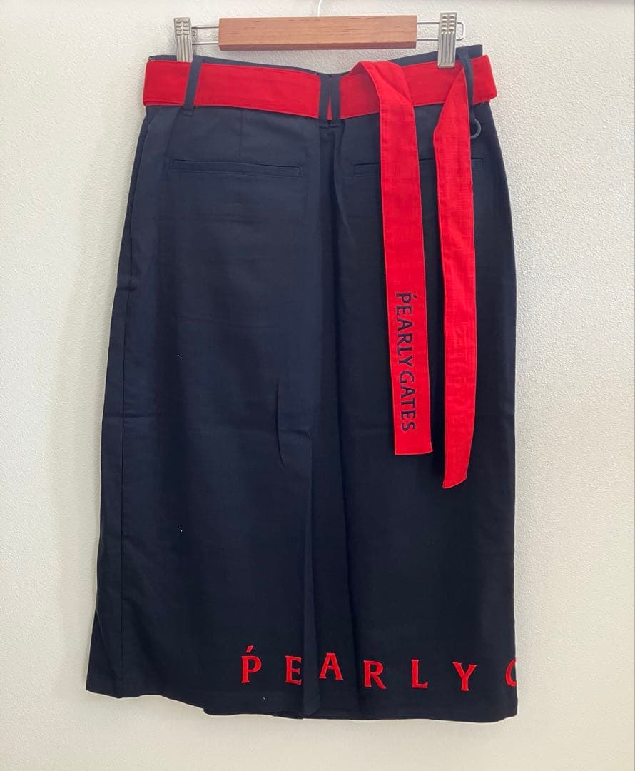 PEARLY GATES プリーツスカート ネイビー/レッド 0号