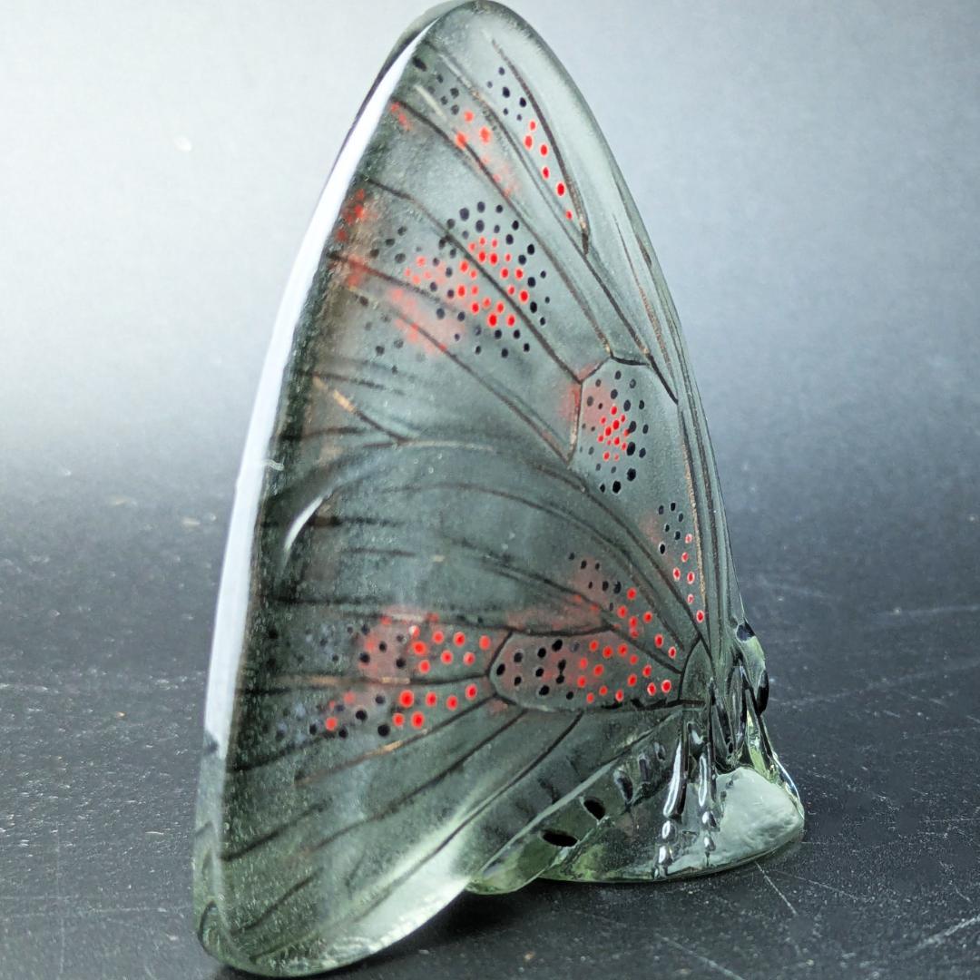 掌の美術 ラリック グレーイッシュ パピヨン蝶 オブジェ 精緻 洗練エナメル彩