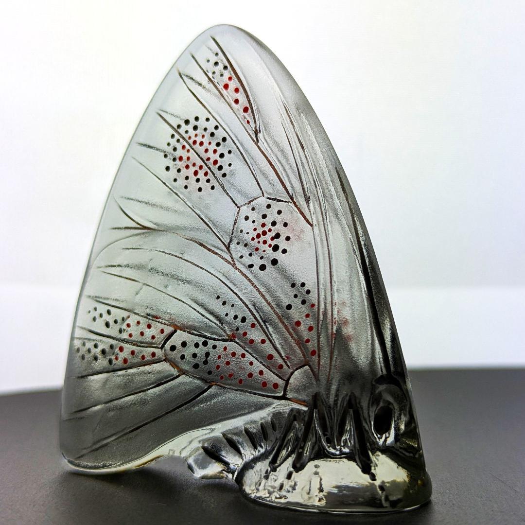 掌の美術 ラリック グレーイッシュ パピヨン蝶 オブジェ 精緻 洗練エナメル彩