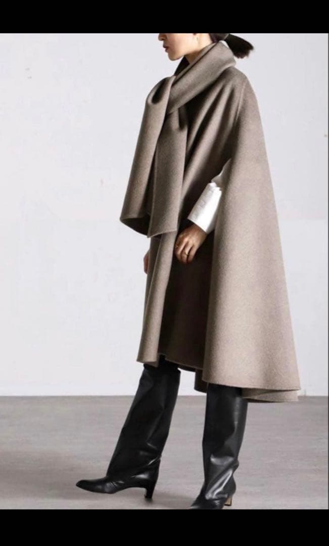 新品未使用　ヴェルメイユパーイエナ ラムカシミアマントコート　グレージュ
