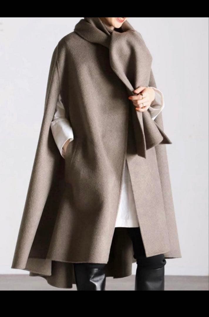 新品未使用　ヴェルメイユパーイエナ ラムカシミアマントコート　グレージュ