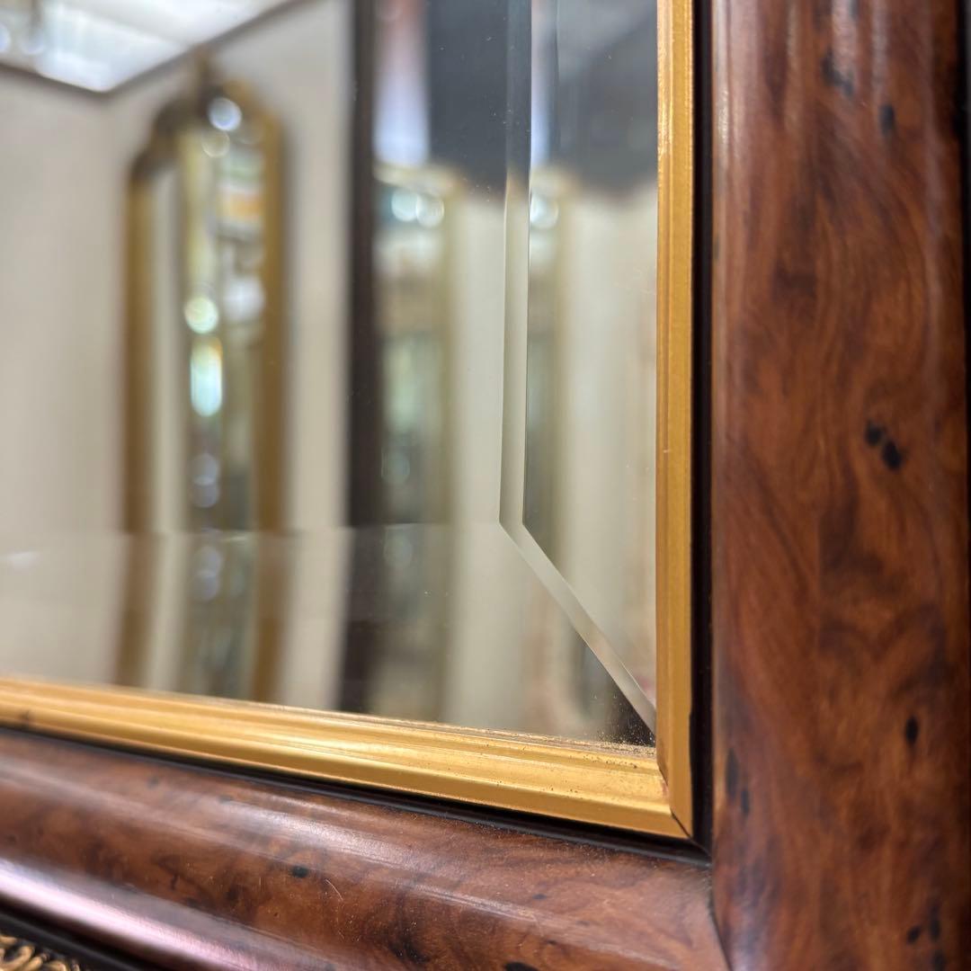 イタリア製 木製フレーム 壁掛け鏡