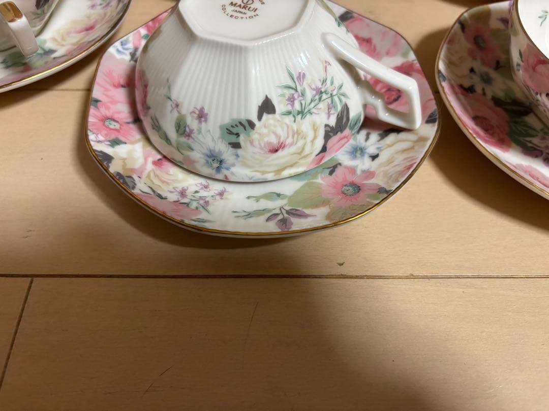 日本製MARUI花柄食器セット ティーポット付き