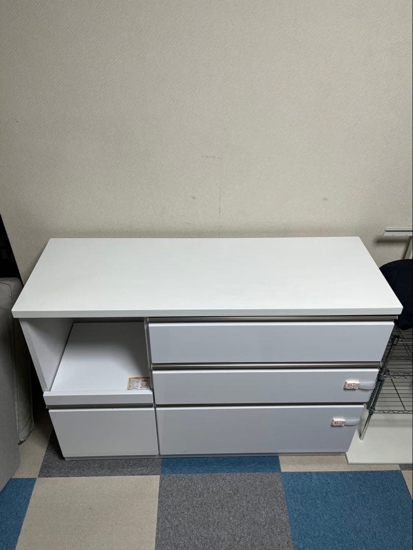 キッチンカウンター　120cm ホワイト　3段