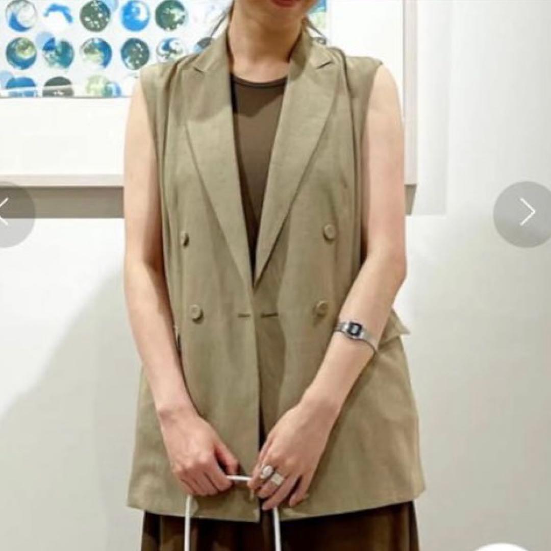 【美品】トゥモローランド　ジレ　ロングスカート　リネン混　セットアップ　ブラウン