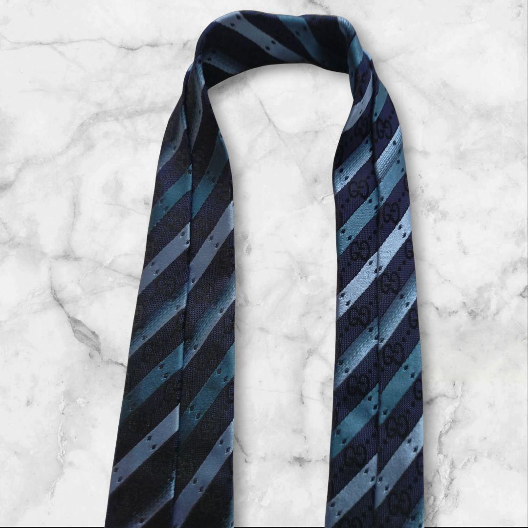 【美品】GUCCI グッチ ストライプ ネクタイ