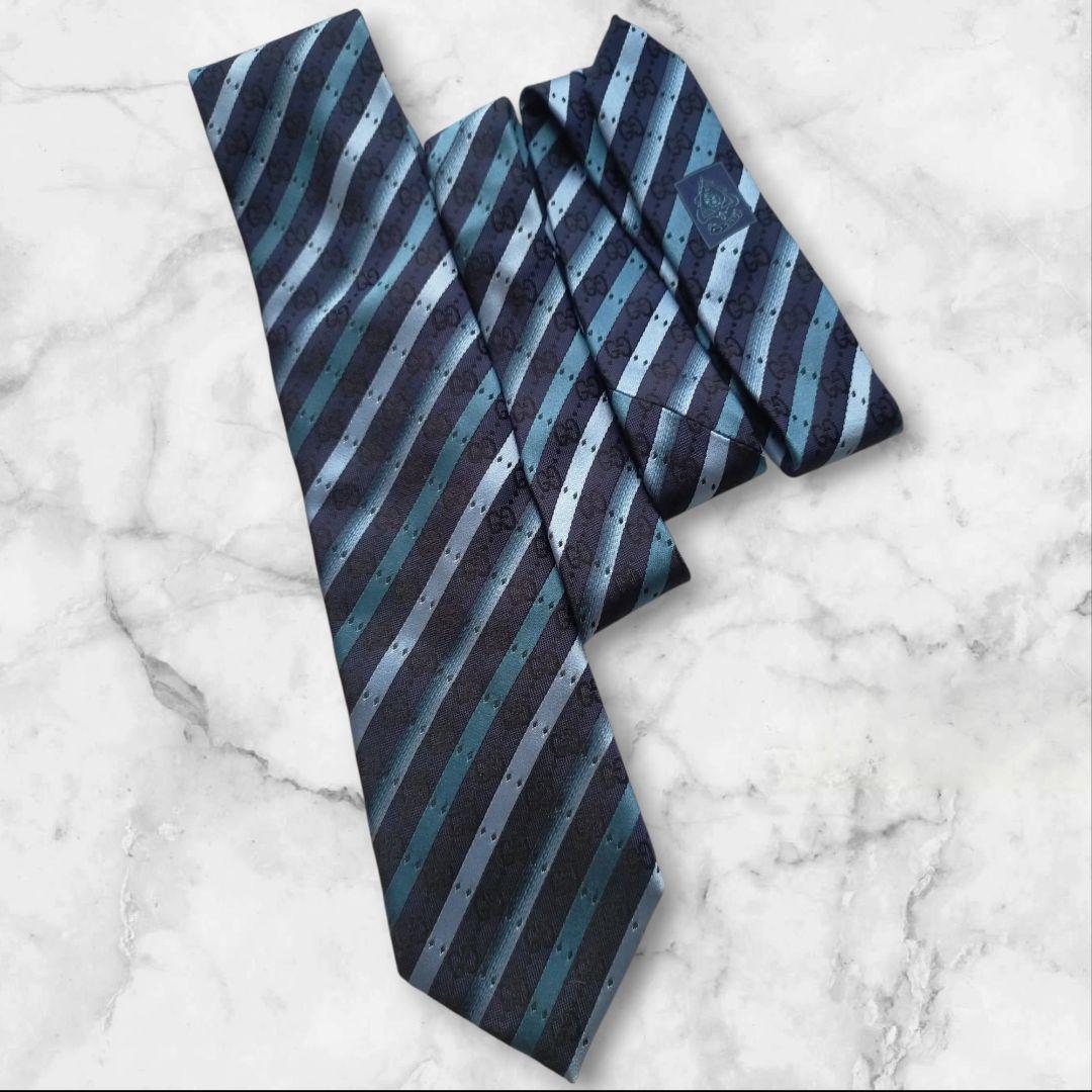 【美品】GUCCI グッチ ストライプ ネクタイ