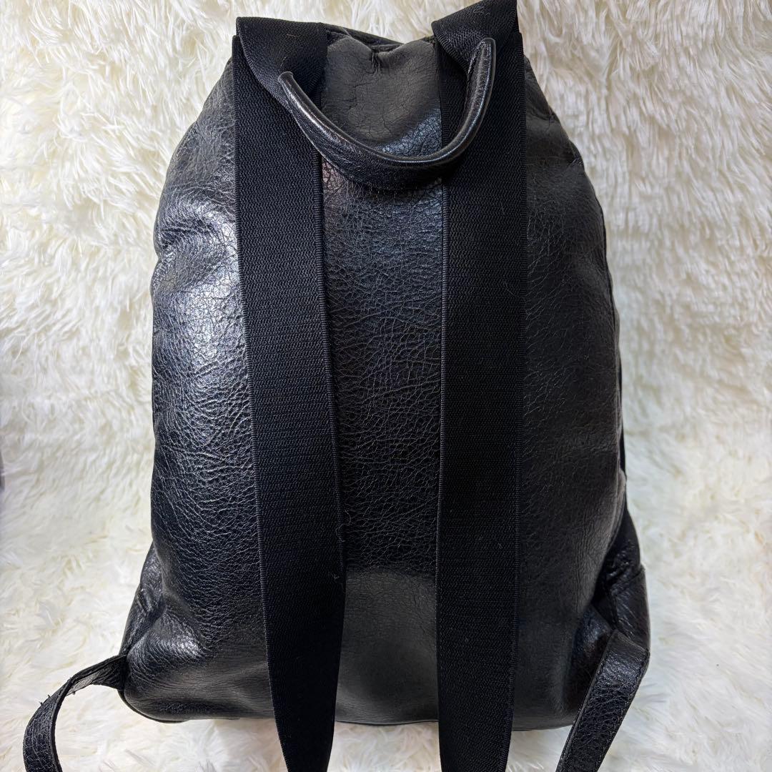 【✨美品✨】バレンシアガ オールレザー ロゴ バックパック ブラック