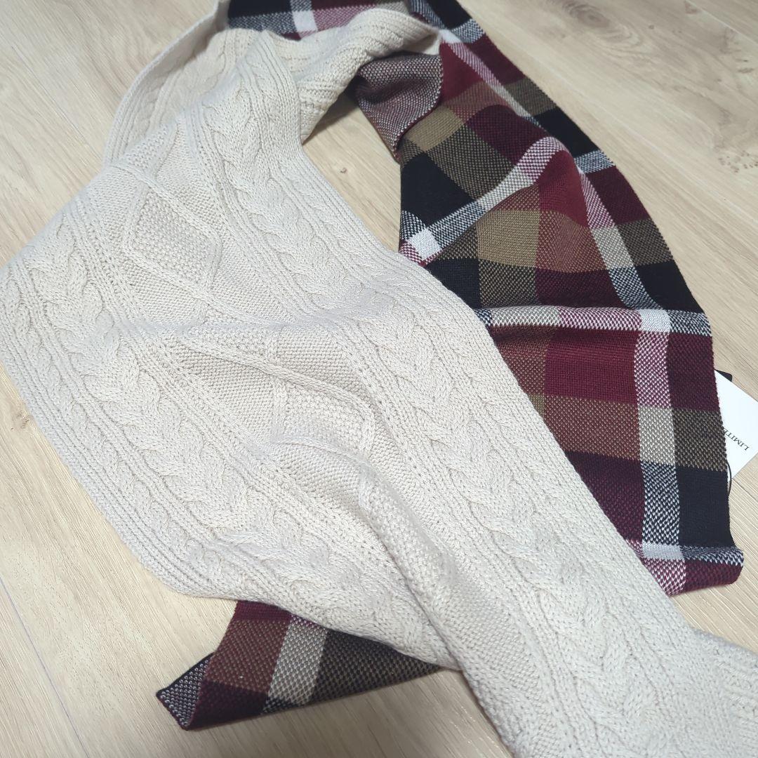 新品未使用！BLACK LABEL チェック柄 ケーブル編み マフラー最終価格！