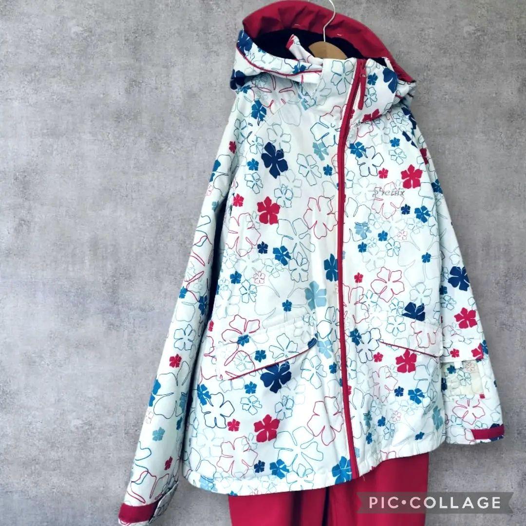 美品　Phenix クリスタルガールズ スキーウェア 160 花柄×ピンク 上下