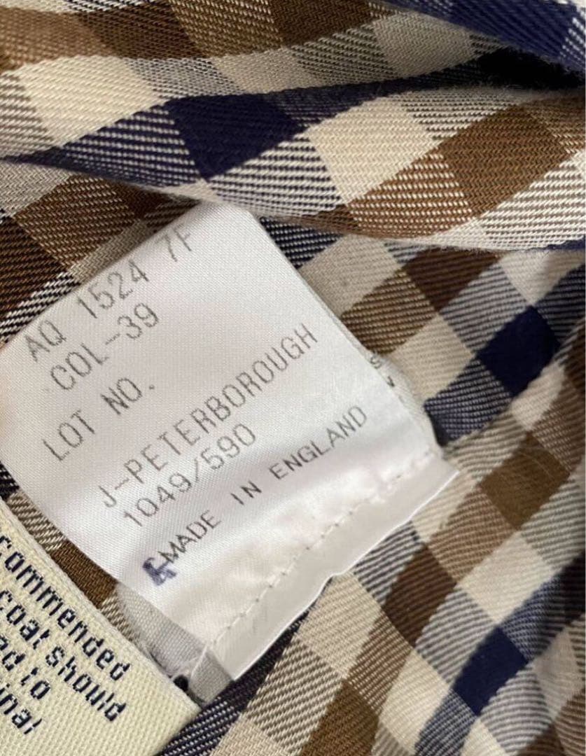 英国製 アクアスキュータム トレンチコート ベルト付 裏地チェック レディース