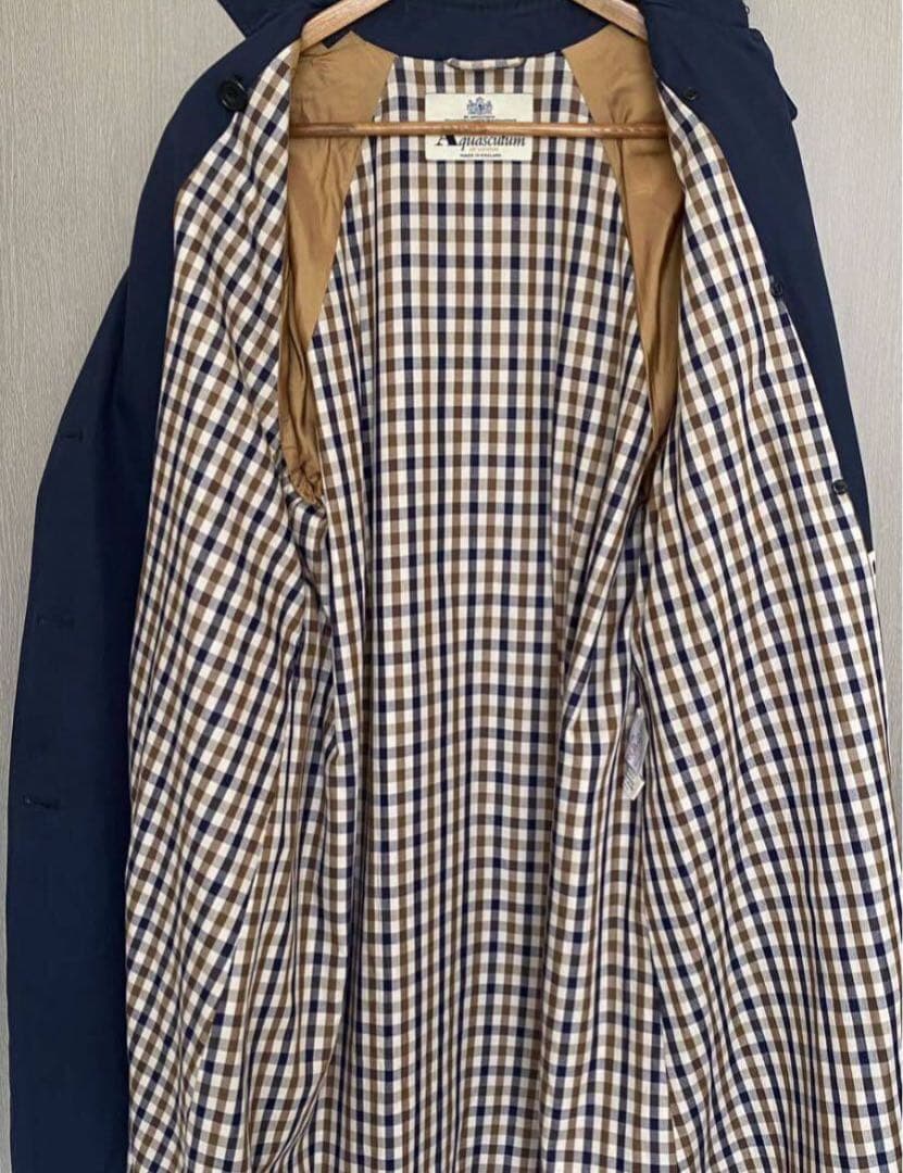 英国製 アクアスキュータム トレンチコート ベルト付 裏地チェック レディース