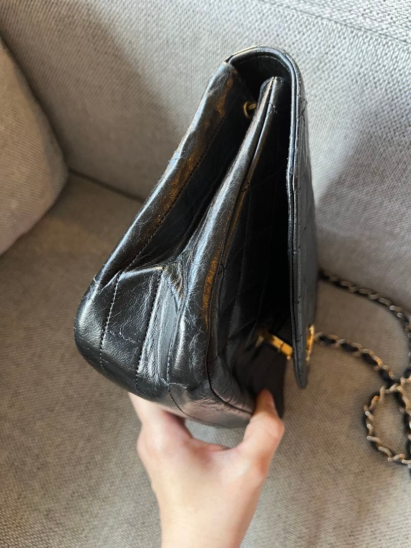CHANEL ヴィンテージ　チェーン　ショルダーバッグ　マトラッセ　ラムスキン