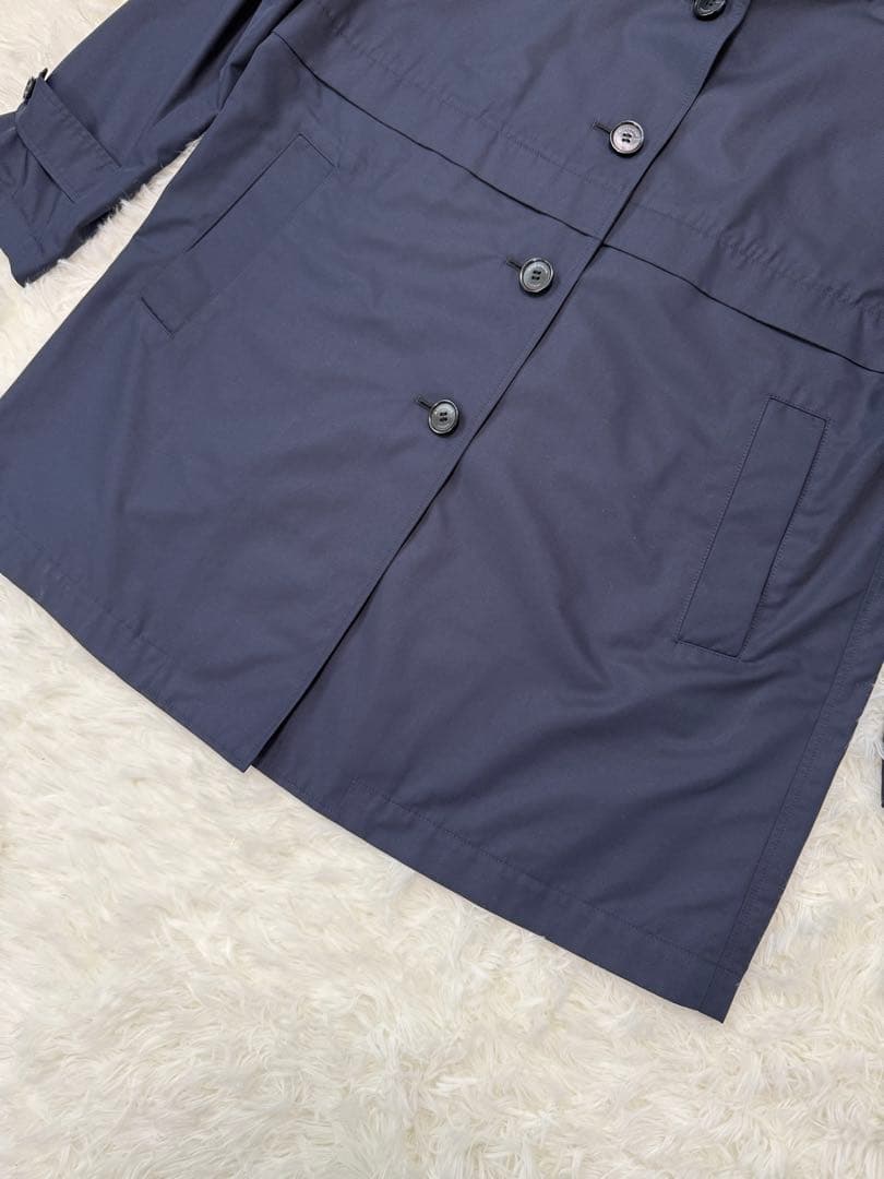 美品　アクアスキュータム　ステンカラーコート　ネイビー　チェック