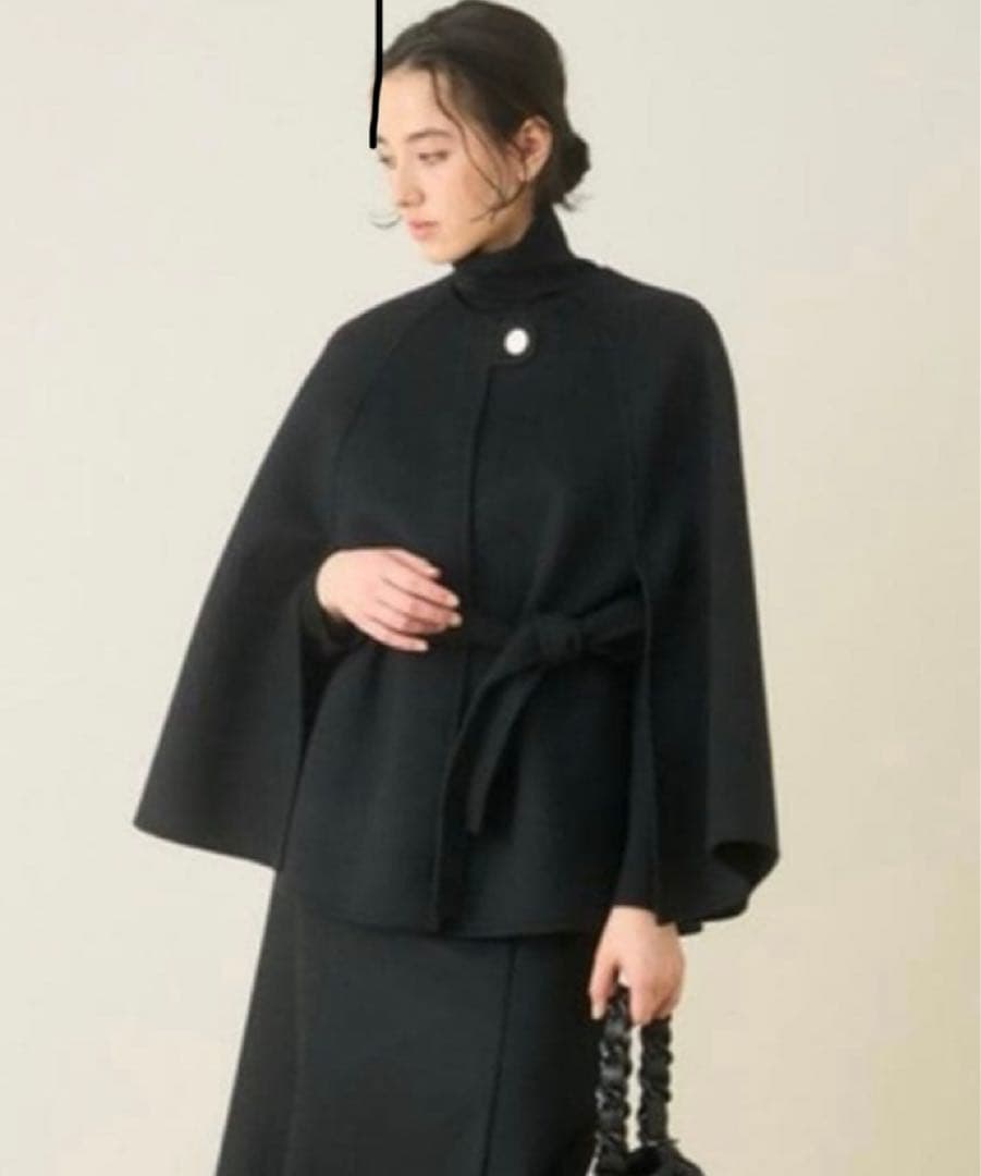 ANAYI アナイ シャルムビーバーケープコート　ウール ポンチョ ブラック38