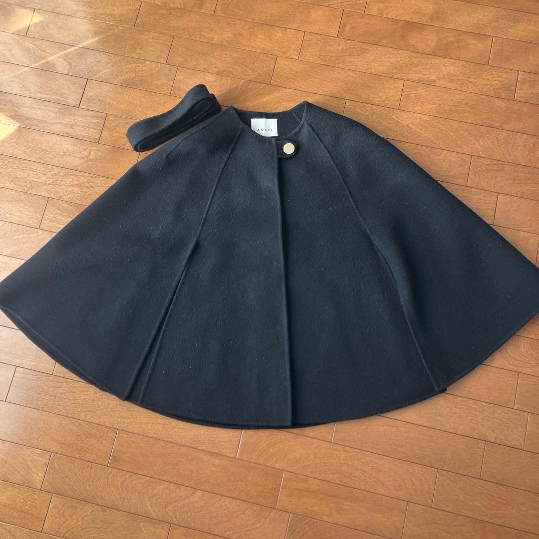 ANAYI アナイ シャルムビーバーケープコート　ウール ポンチョ ブラック38