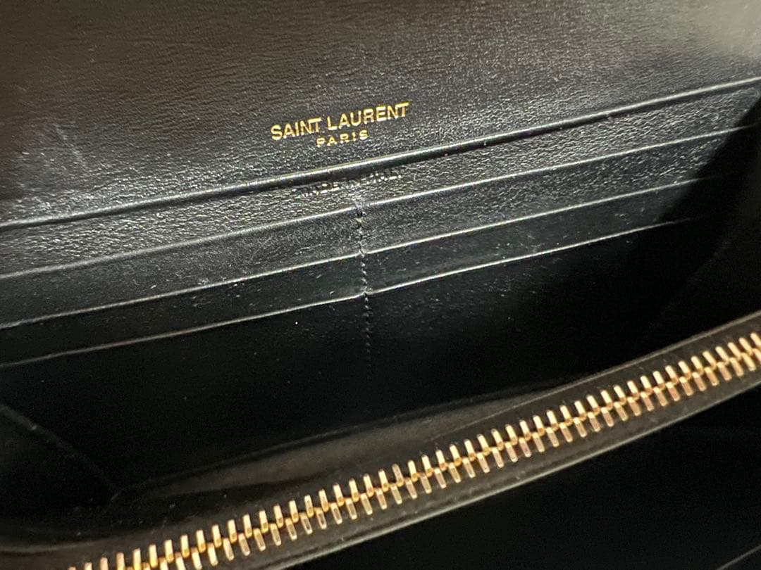 (限定カラー)YSLサンローラン 長財布 ブラックエナメルゴールド 正規品