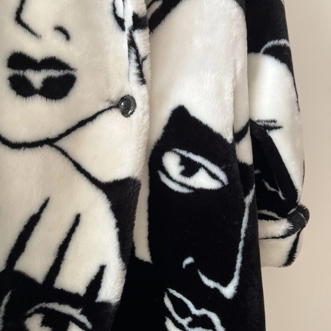 80s DONNYBROOK USA製 face柄 fakefar coat