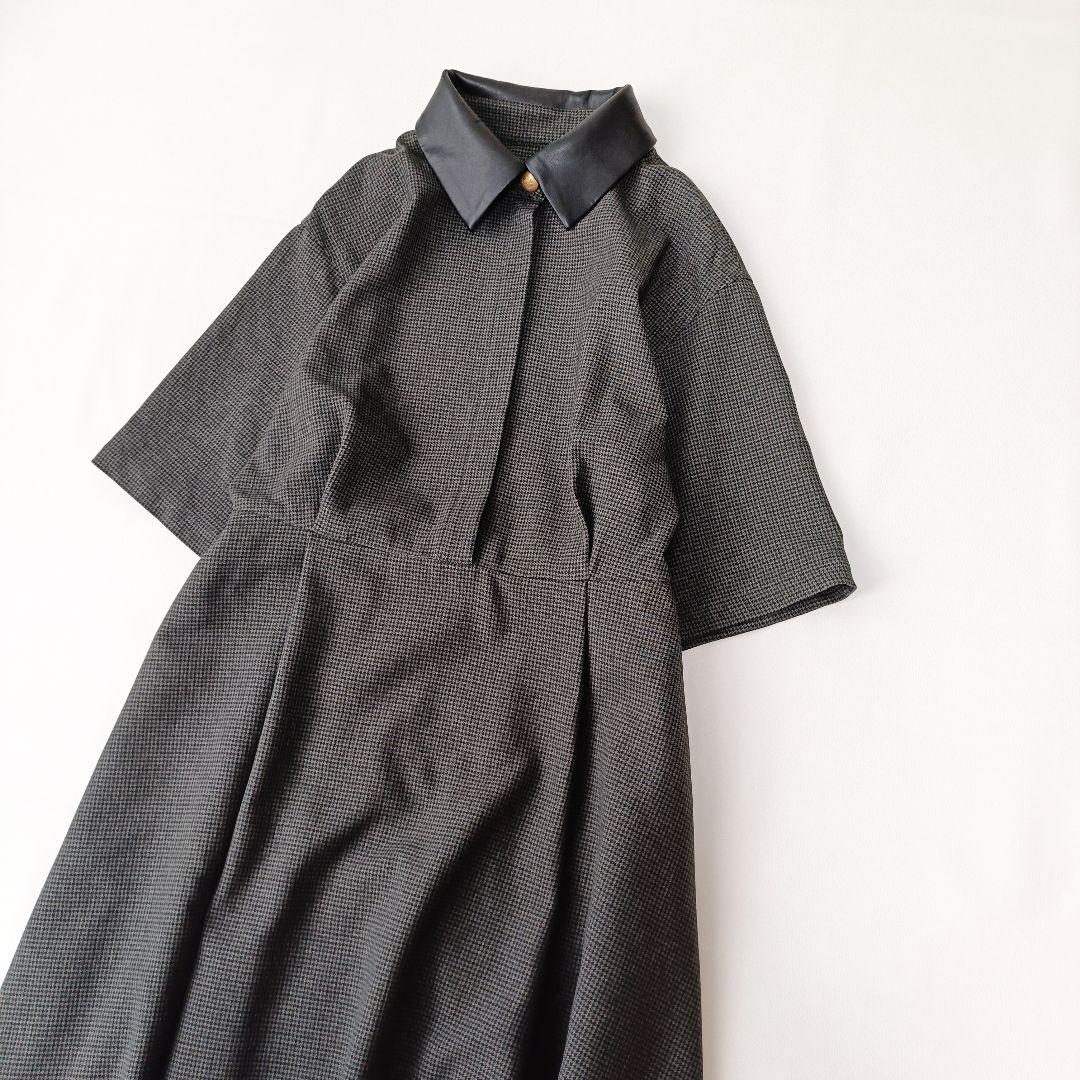 新品未使用【ロージーモンスター】エコレザー　ワンピース　金ボタン　千鳥格子　M