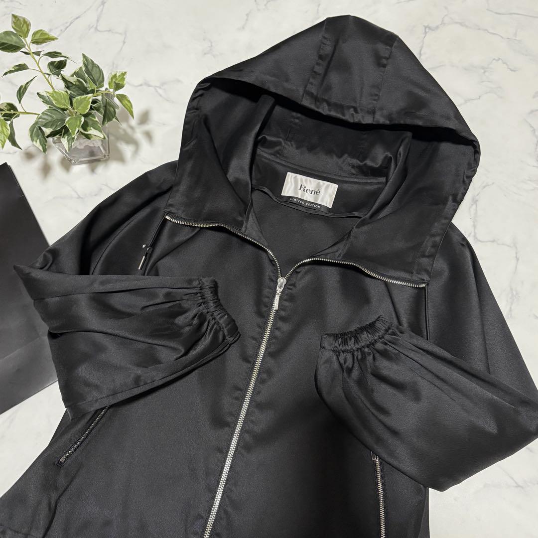 未使用 ルネ フーディー コート ブルゾン ショート フード 36黒 ジャケット