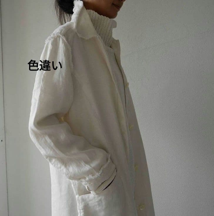 nalu nanea ／日本製 定価5万円 リネン ステンカラーコートキャメル