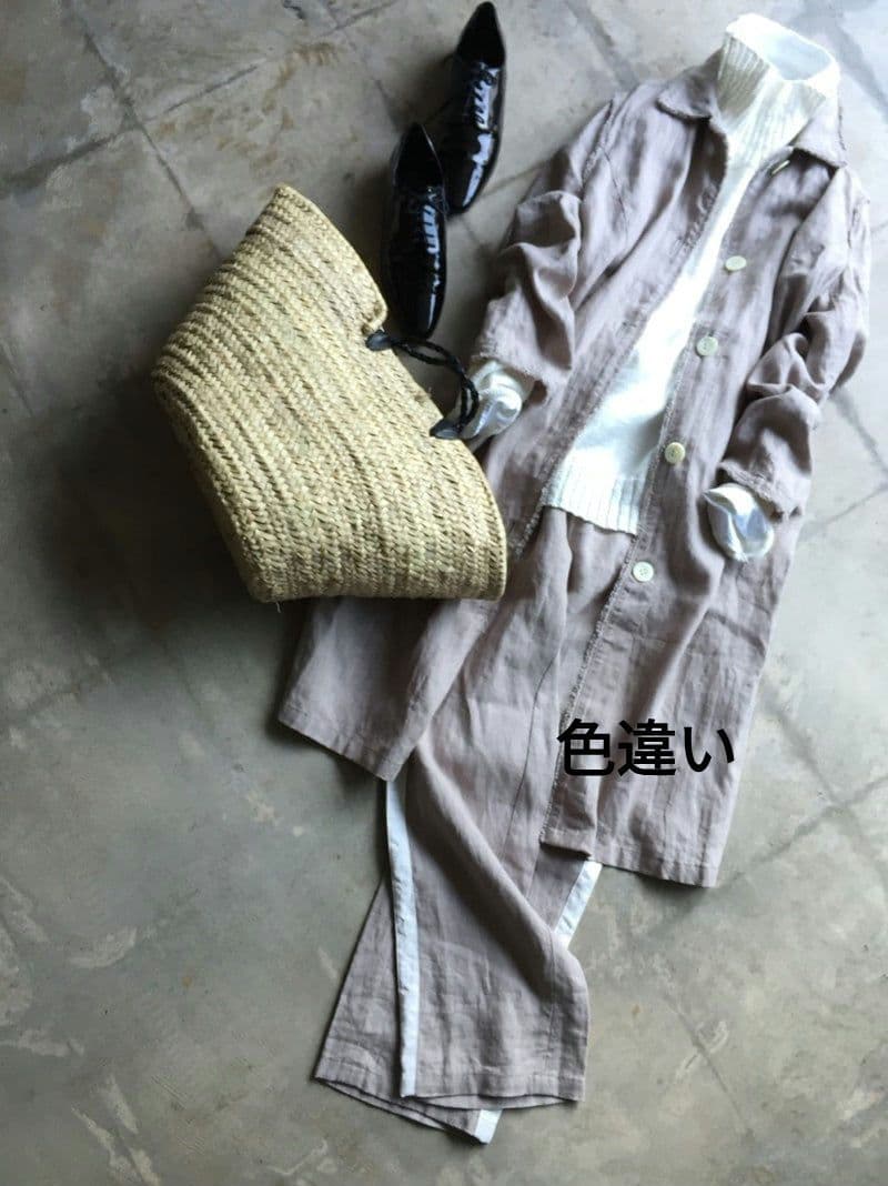 nalu nanea ／日本製 定価5万円 リネン ステンカラーコートキャメル