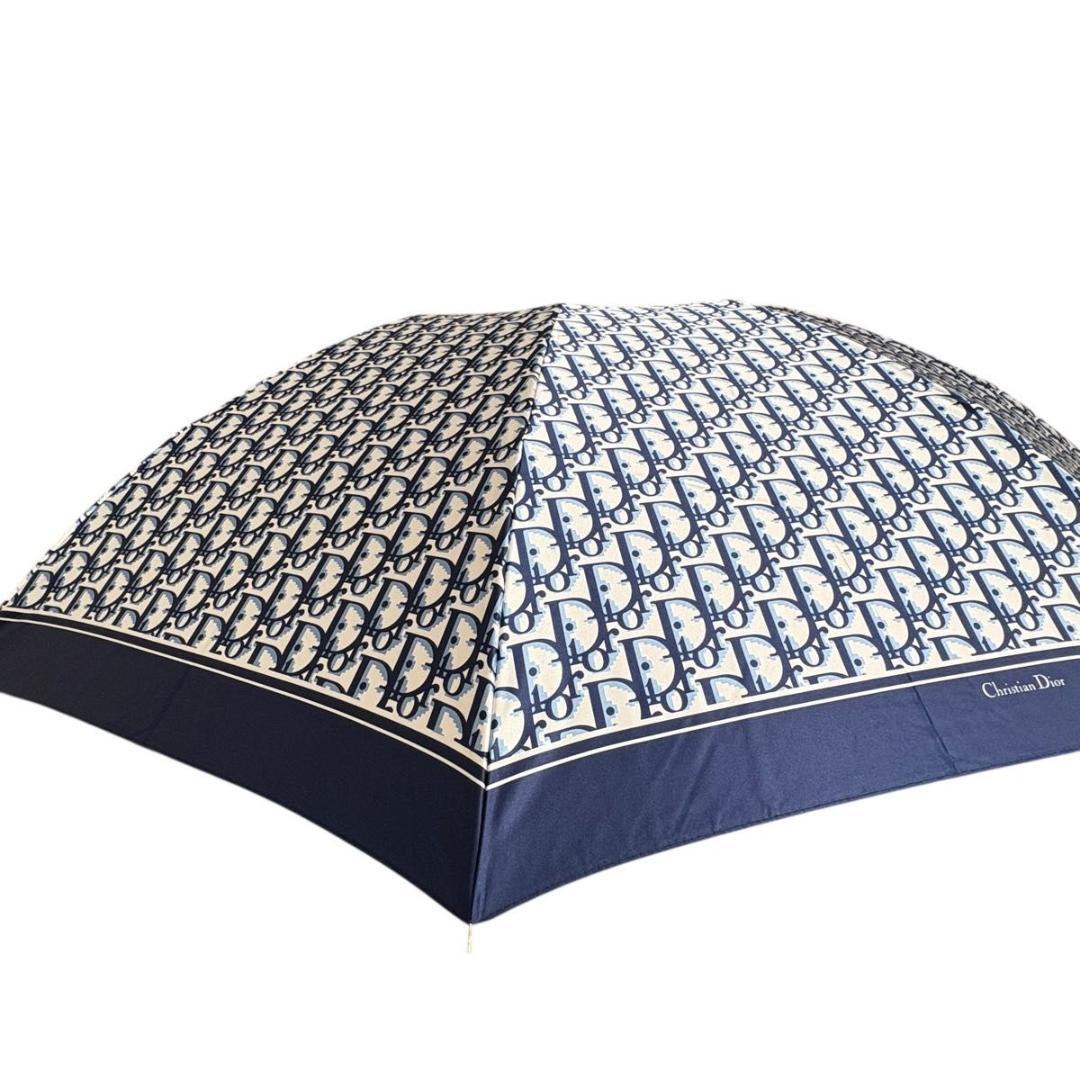 Christian Dior トロッター 折りたたみ傘 保管袋付き　ネイビー