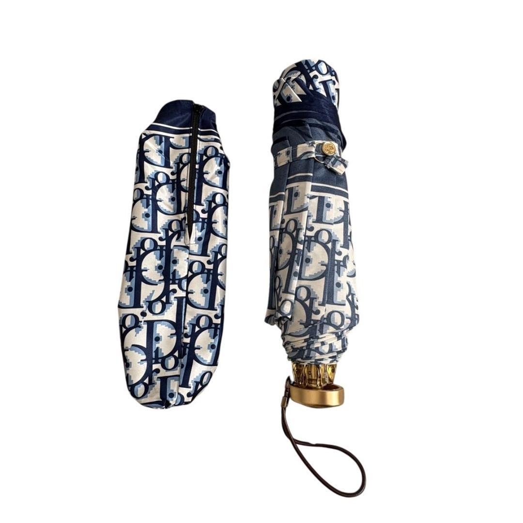 Christian Dior トロッター 折りたたみ傘 保管袋付き　ネイビー
