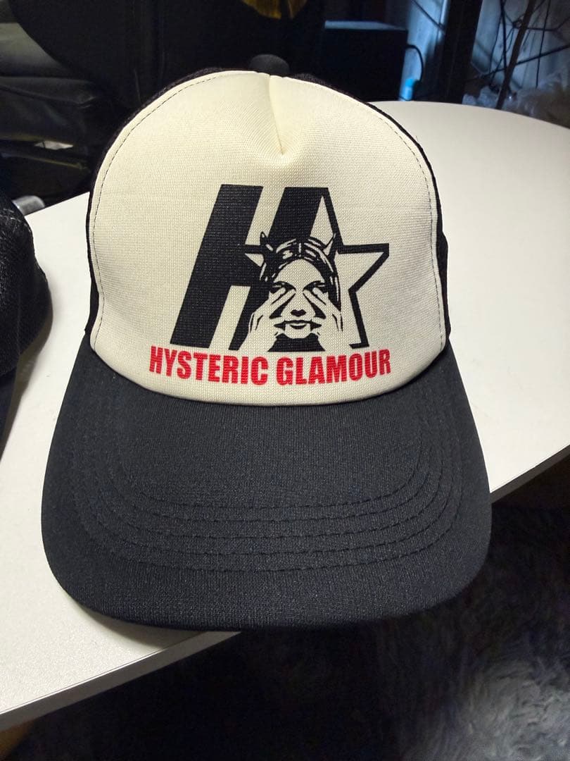 HYSTERIC GLAMOUR プリントキャップ ホワイト/ブラック
