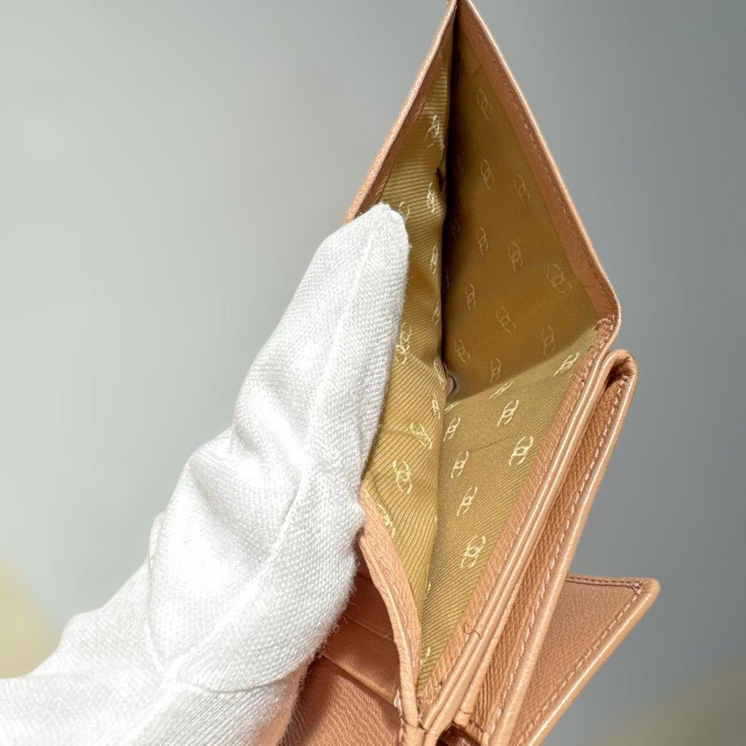 CHANEL　シャネル　W1　ココマーク　三つ折り　財布　キャビアスキン　ピンク