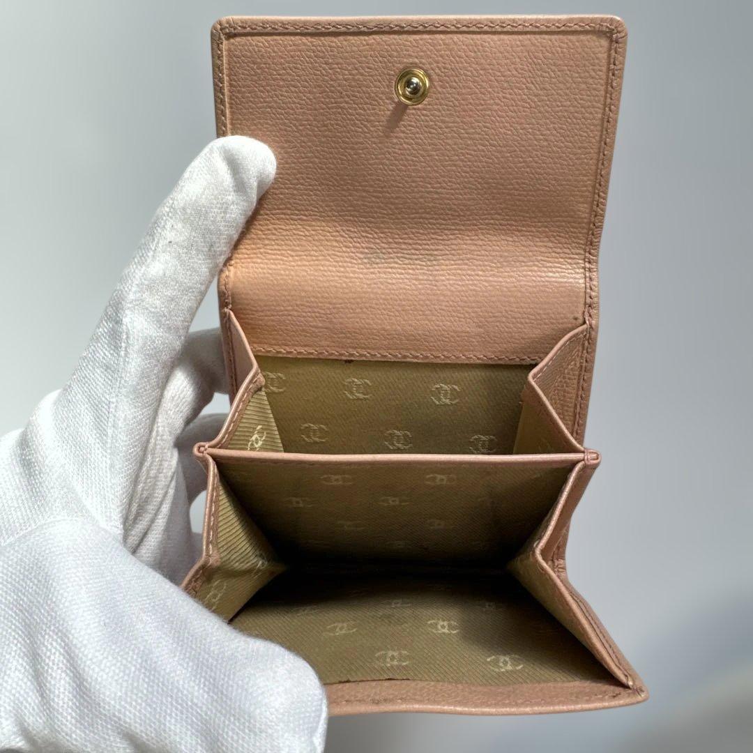 CHANEL　シャネル　W1　ココマーク　三つ折り　財布　キャビアスキン　ピンク