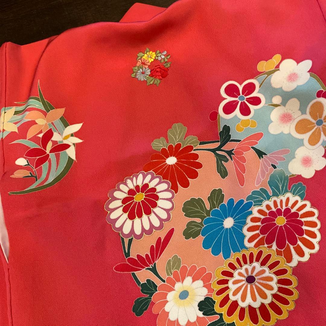 アンティーク 七五三 三歳〜五歳 約100サイズ 桃色 四君子紋