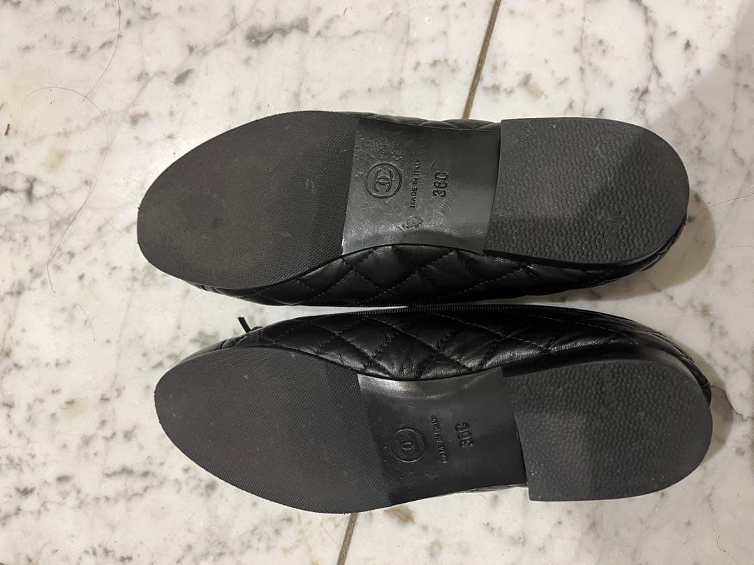 【美品】CHANEL フラットシューズ　ココマーク　マトラッセ　ブラック36