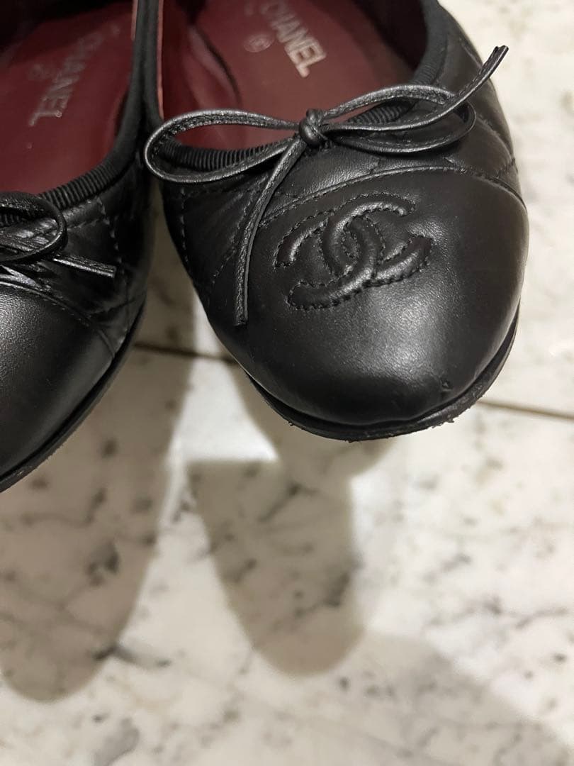 【美品】CHANEL フラットシューズ　ココマーク　マトラッセ　ブラック36