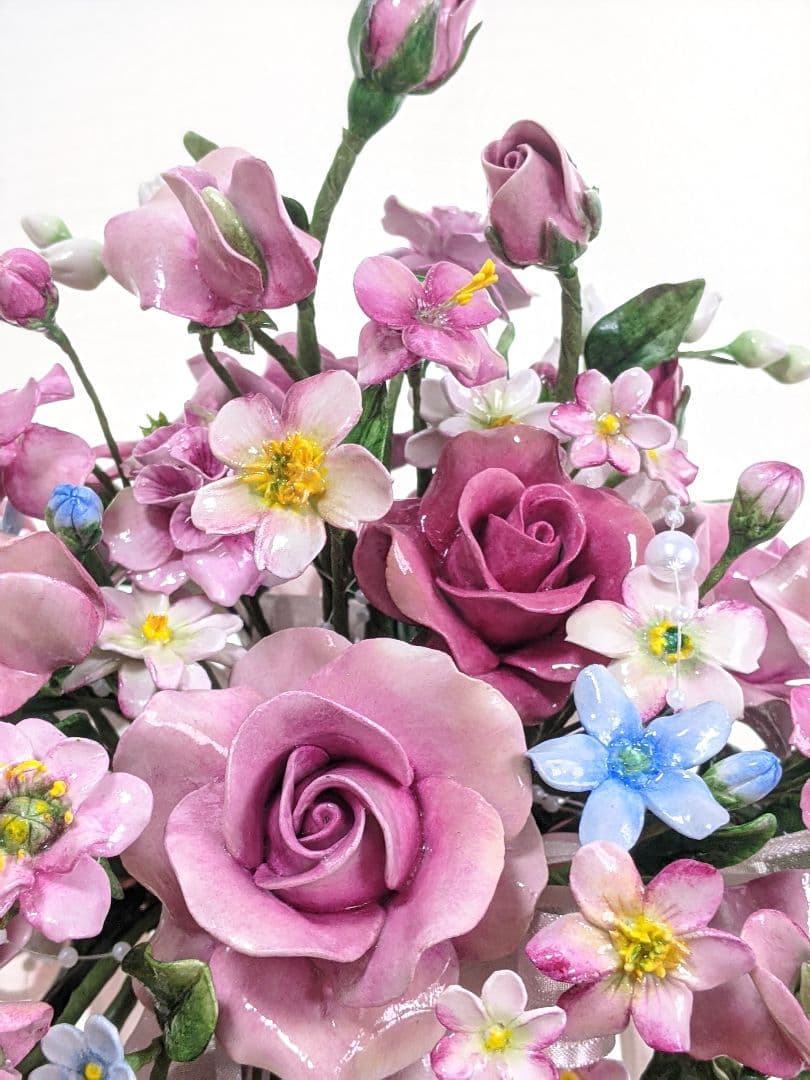 【専用です】クレイフラワー♡ロココ調薔薇のフラワーアレンジメント♡ハンドメイド