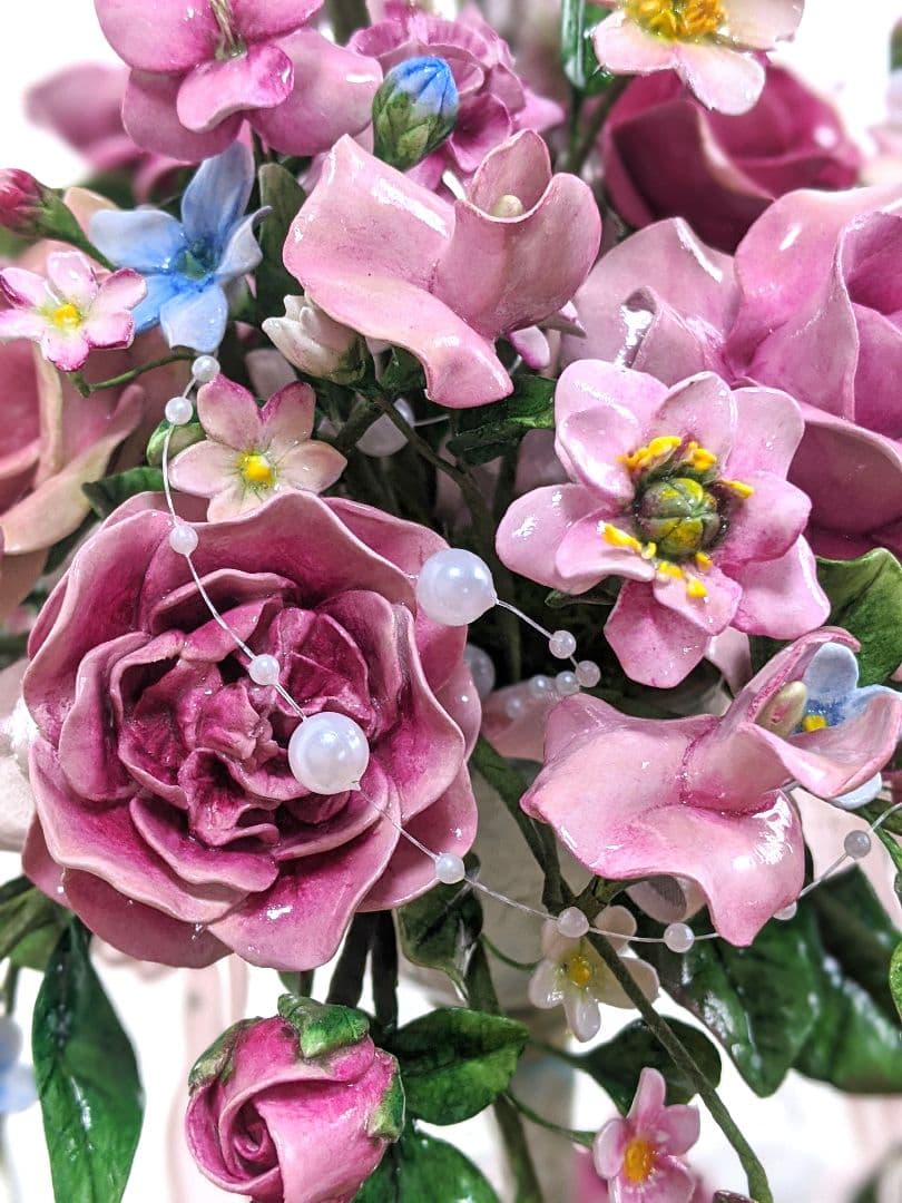 【専用です】クレイフラワー♡ロココ調薔薇のフラワーアレンジメント♡ハンドメイド