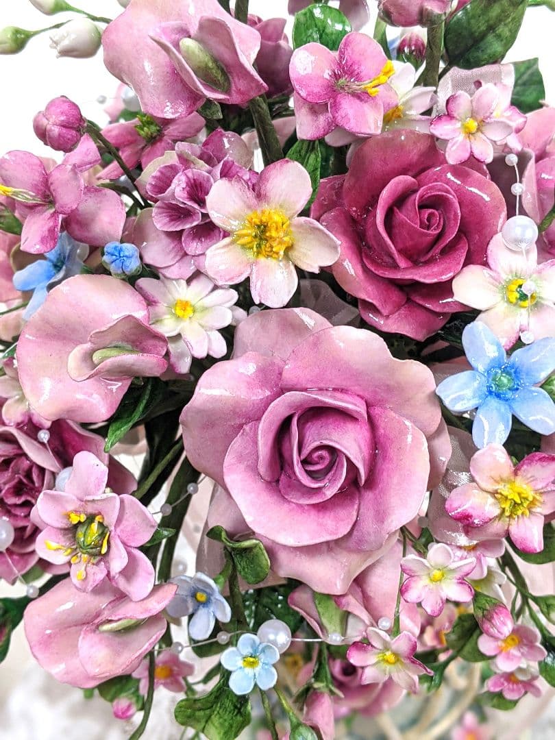 【専用です】クレイフラワー♡ロココ調薔薇のフラワーアレンジメント♡ハンドメイド