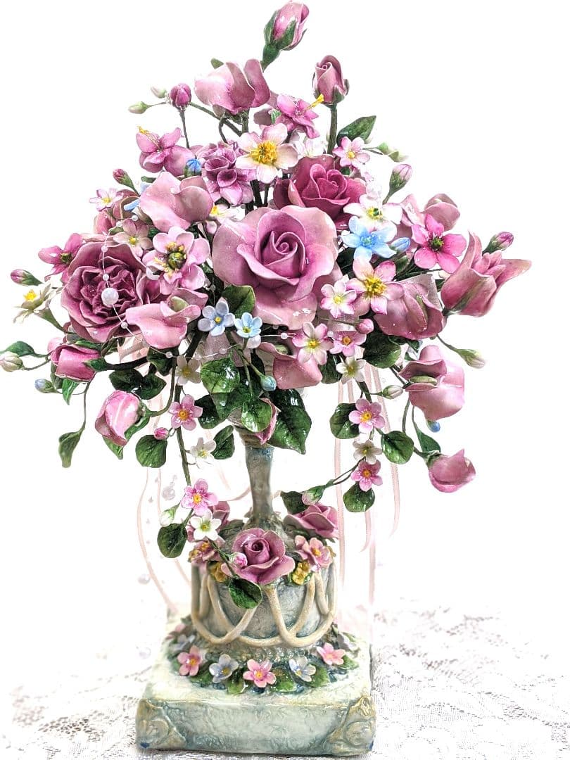 【専用です】クレイフラワー♡ロココ調薔薇のフラワーアレンジメント♡ハンドメイド